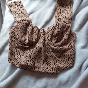 Fashion Nova Brown and Tan Sleeveless Bustier Tank Top